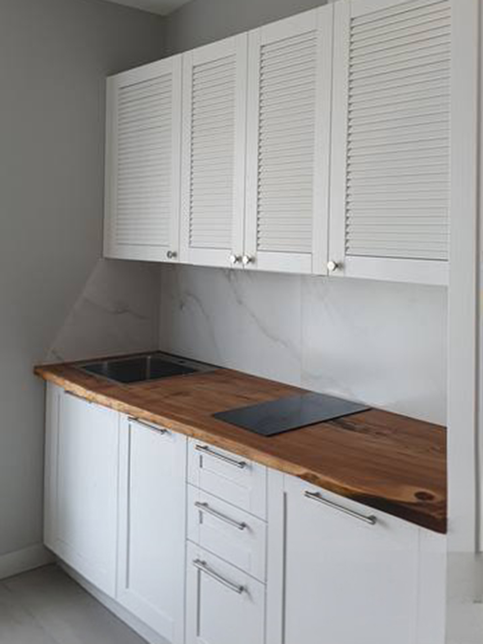 Комплект: подоконник + столешница + короб из массива карагача 6