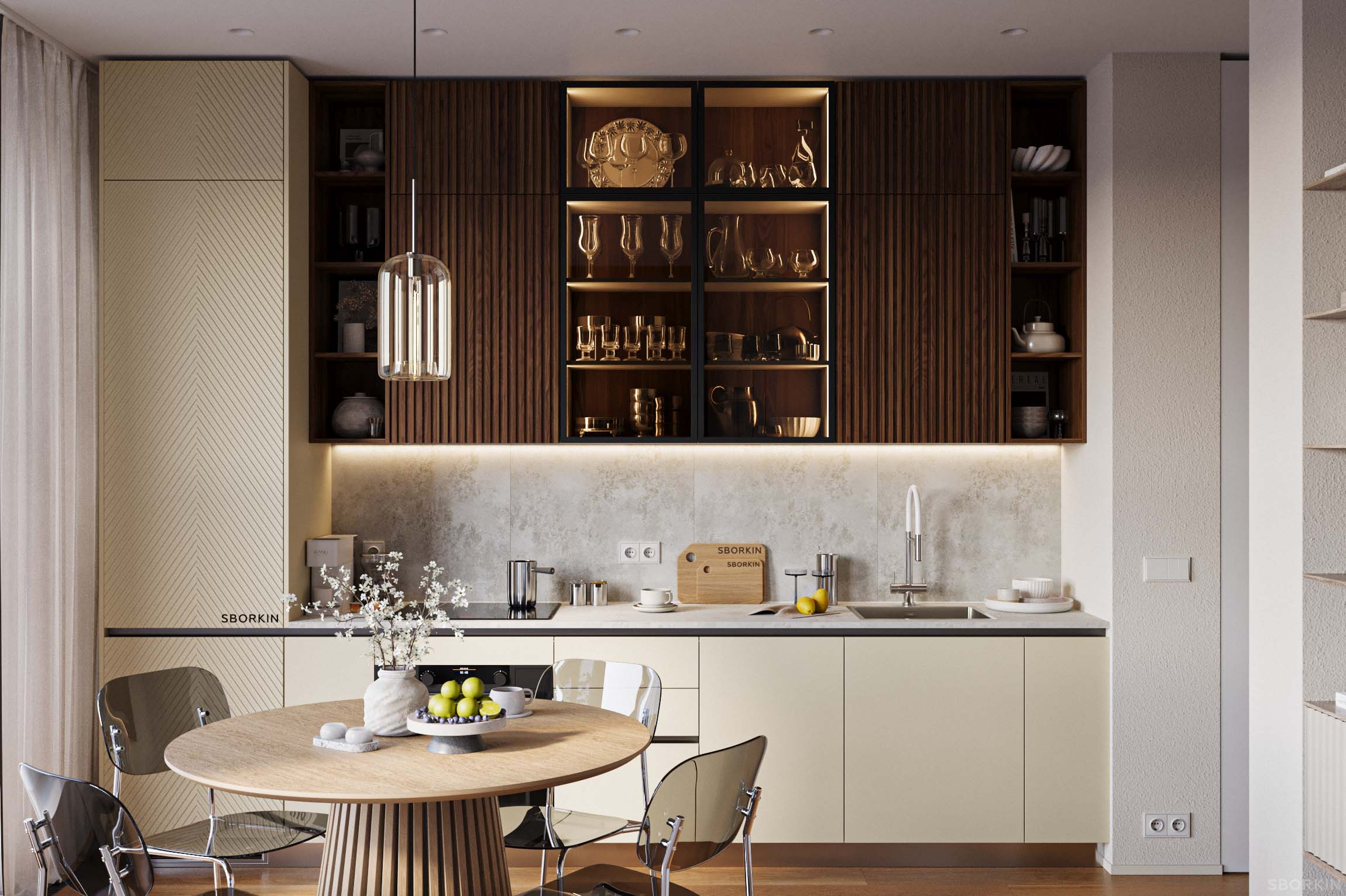 Кухня К0236 Светлая Слоновая Кость