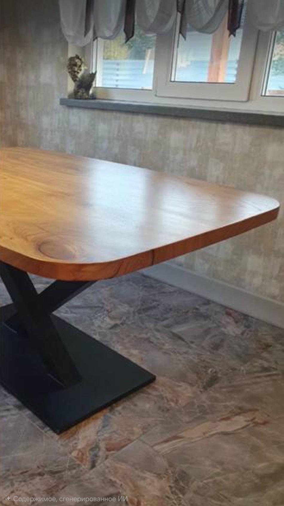 Стол из карагача с V-образным подстольем 2