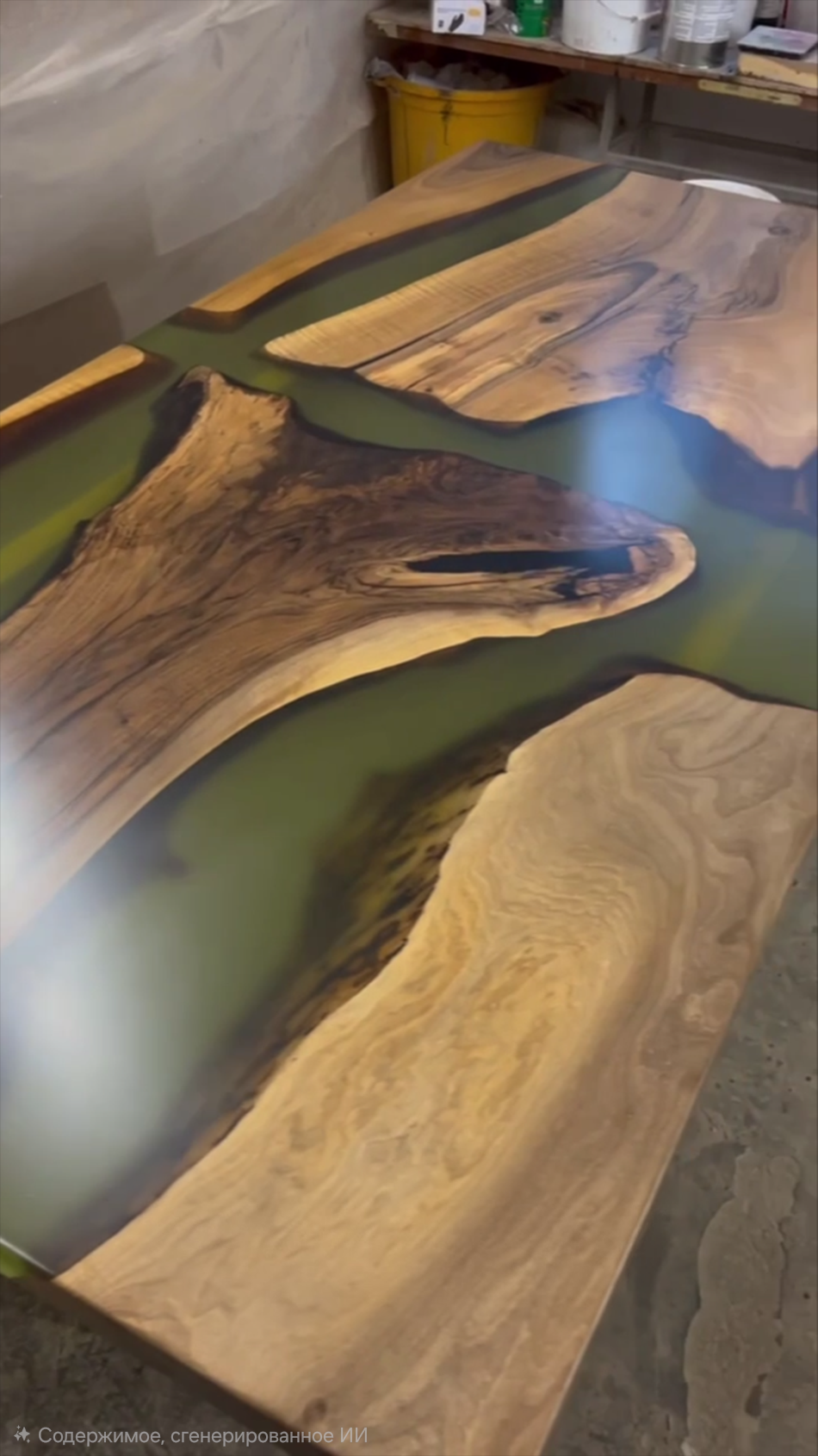 Стол из грецкого ореха со смолой 5