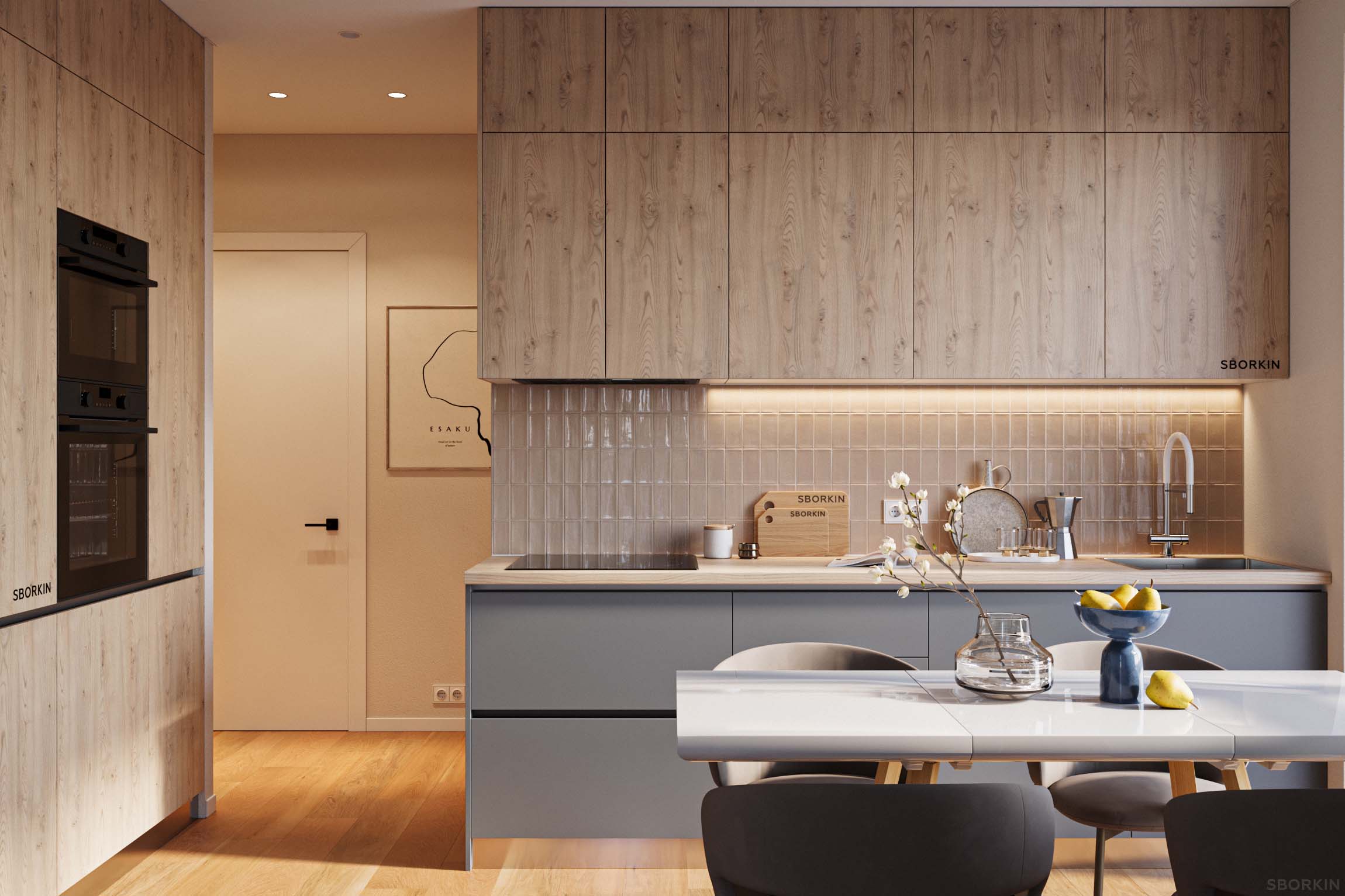 Кухня К0203 Каштан Кентукки Песочный