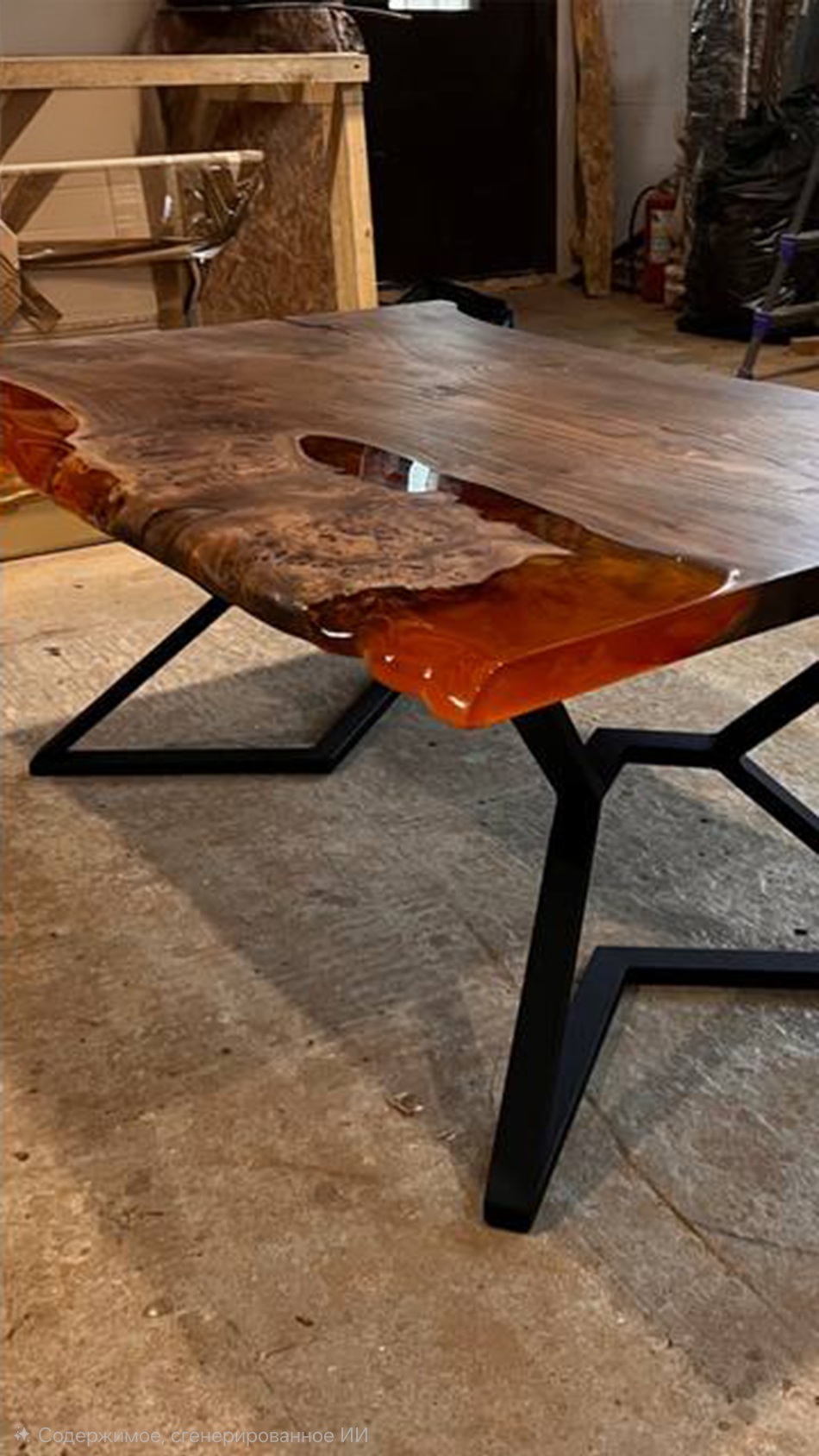 Стол из капового карагача с янтарной заливкой 4