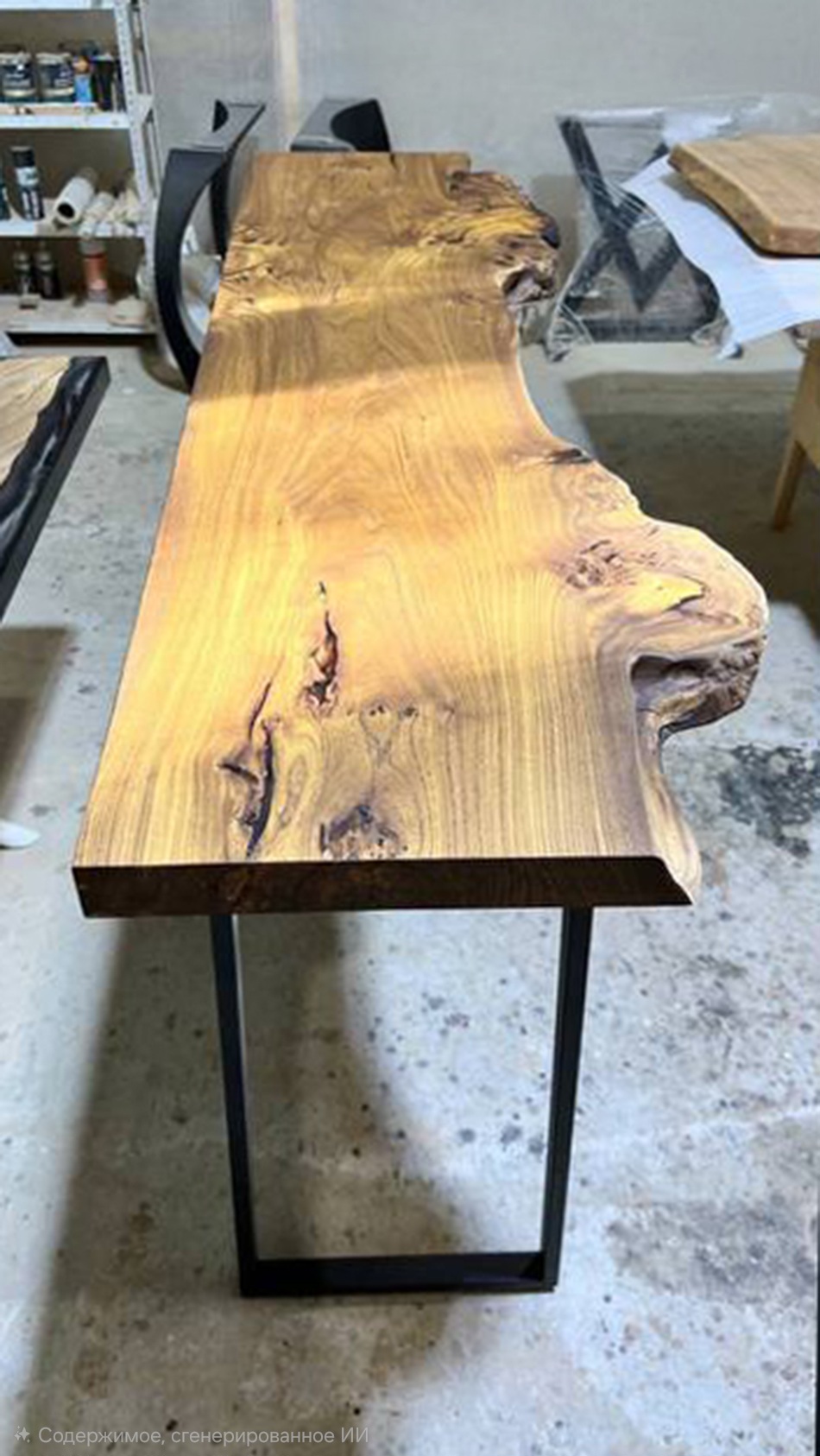 Барный стол из карагача с живым краем