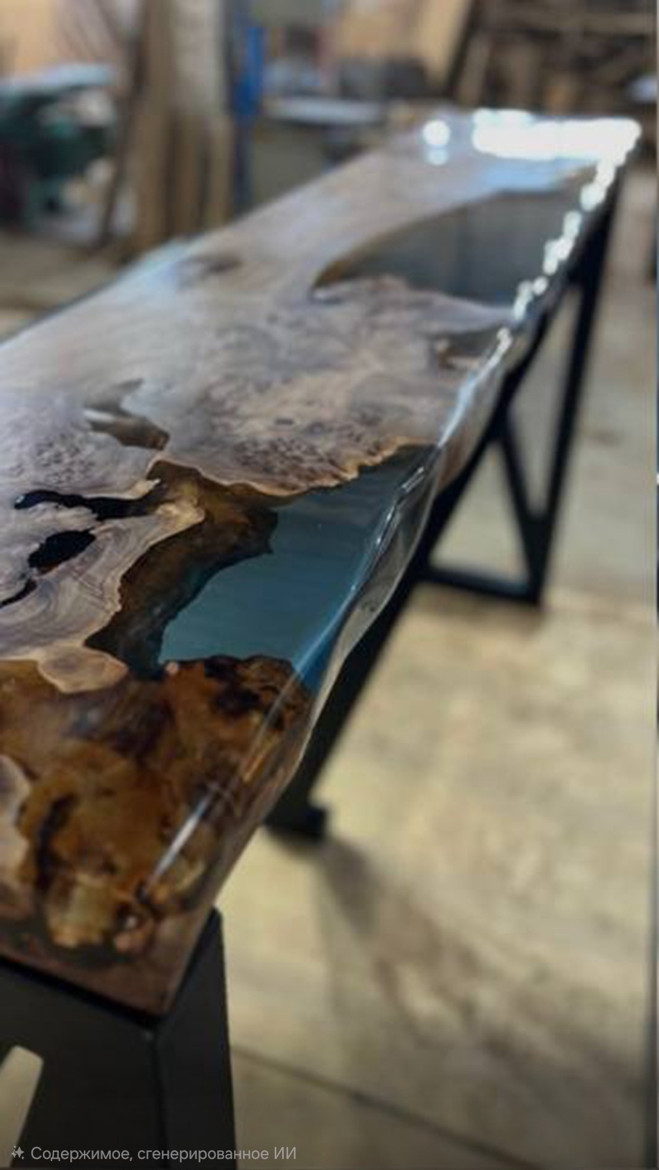 Барная стойка из карагача на подстолье лофт 3