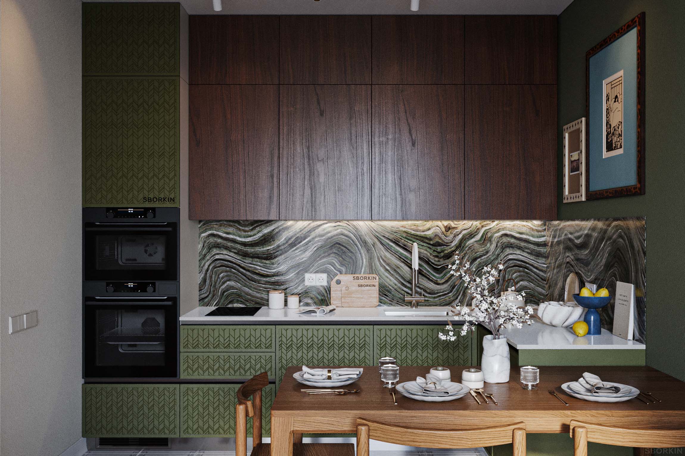 Кухня К0151 Античный Зеленый