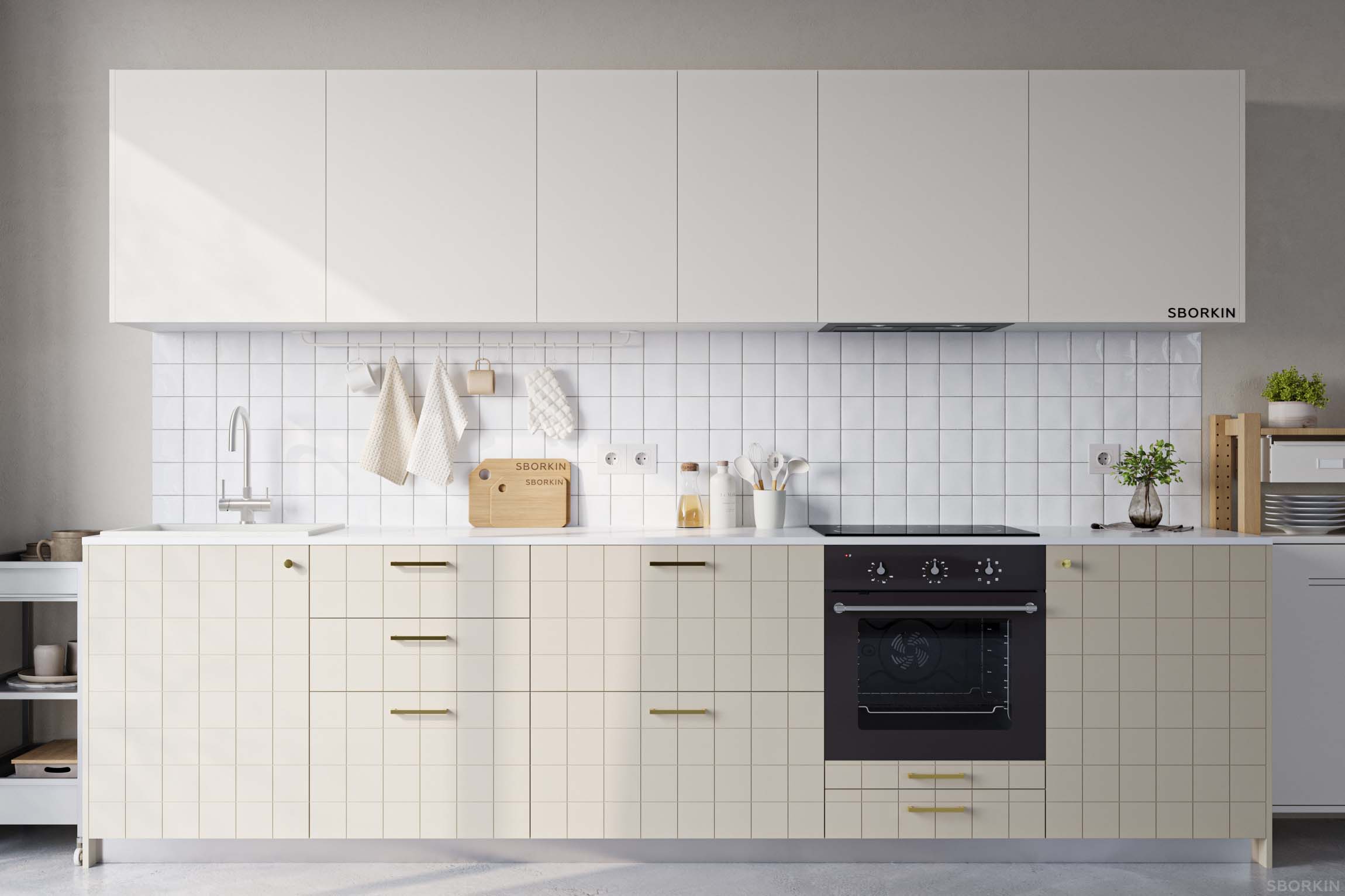 Кухня К0017 Бежевый Лен