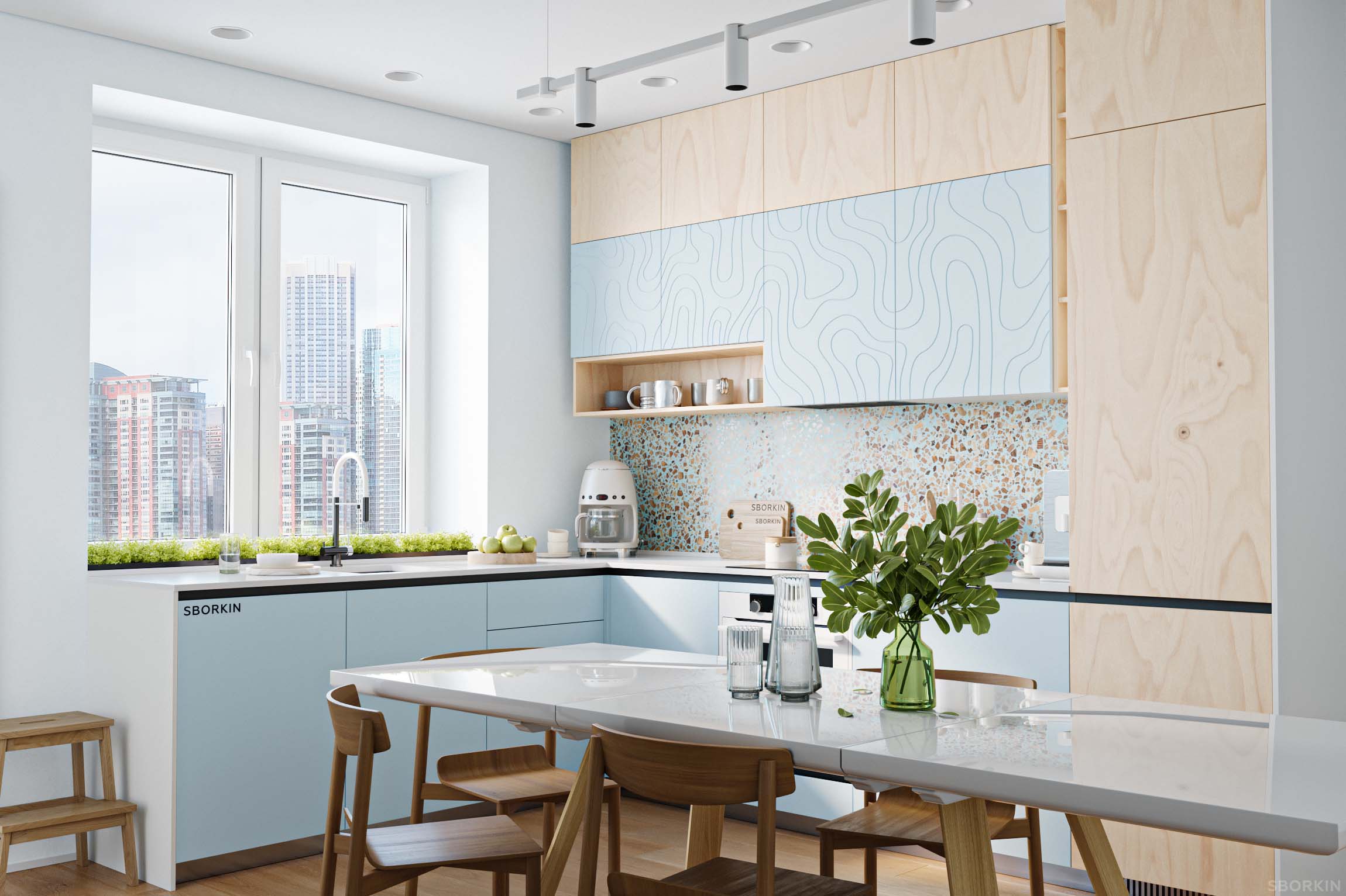 Кухня К0047 Небесный Голубой