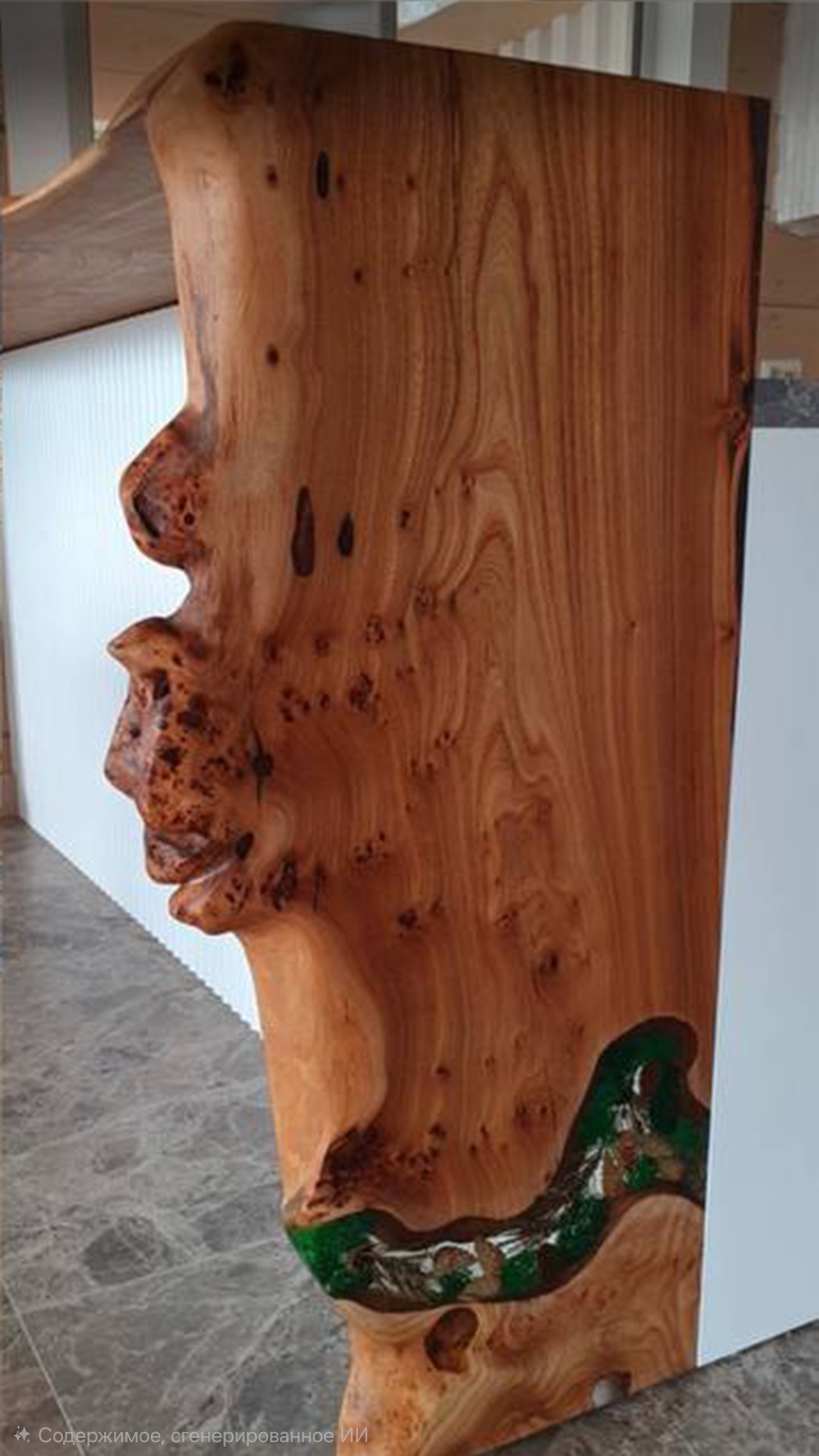 Барный стол с живыми краями со смолой