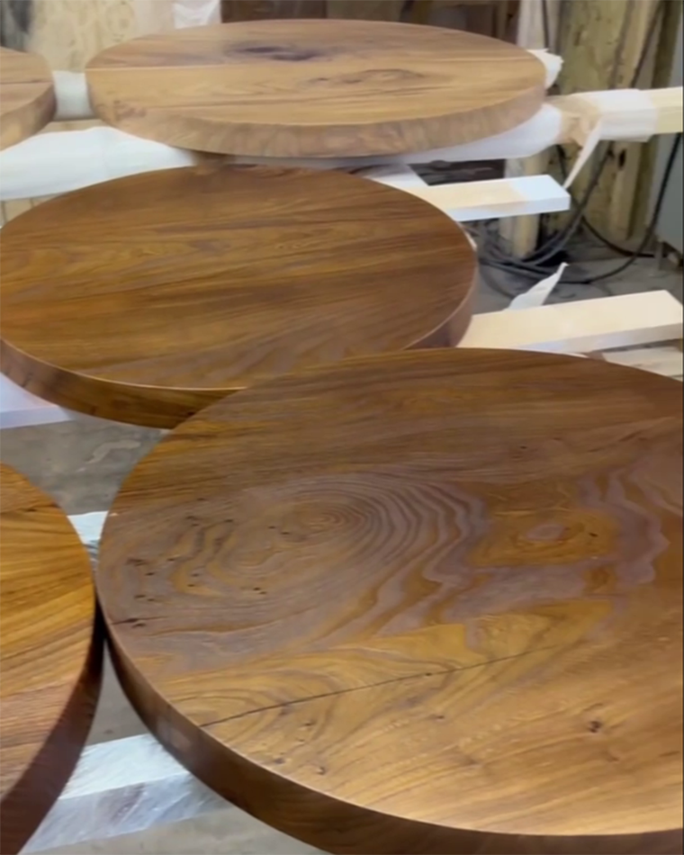 Комплект: столешницы из карагача + колонны из карагача + перегородки из бука 3