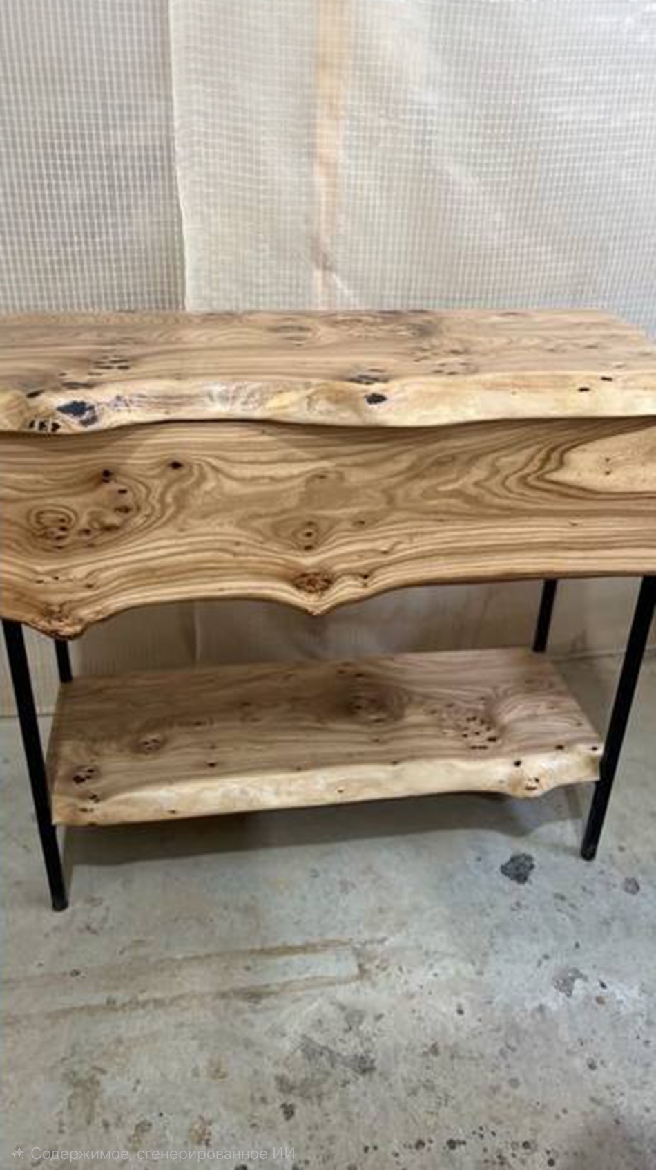 Тумба из азиатского карагача с ящиком и зеркалом