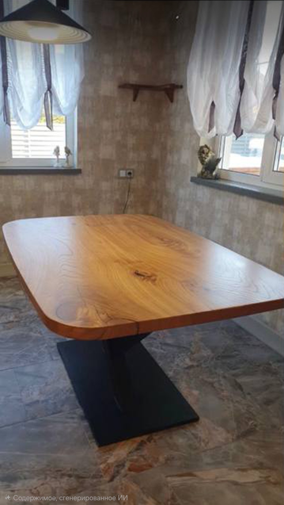 Стол из карагача с V-образным подстольем