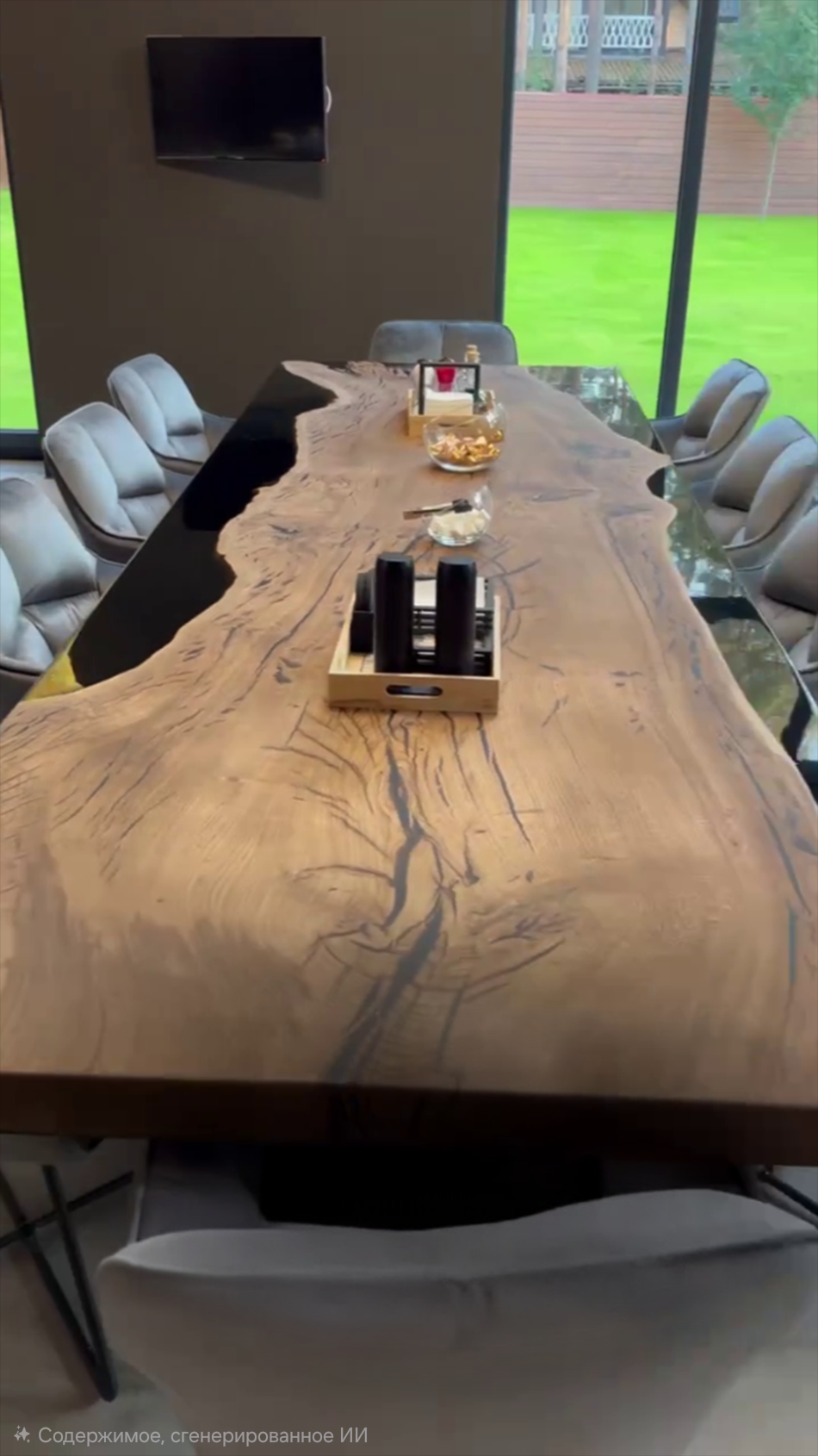 Стол из 250-летнего дуба со смолой 4