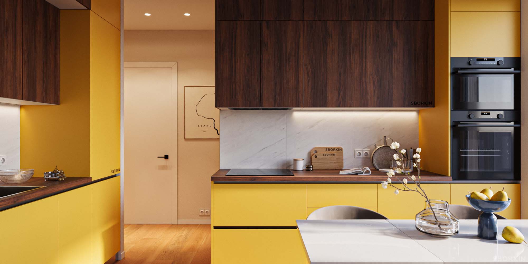 Кухня К0218 Карри Жёлтый