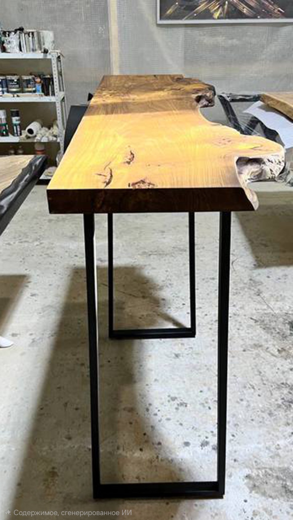 Барный стол из карагача с живым краем 5