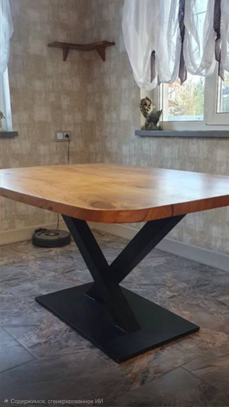 Стол из карагача с V-образным подстольем 4