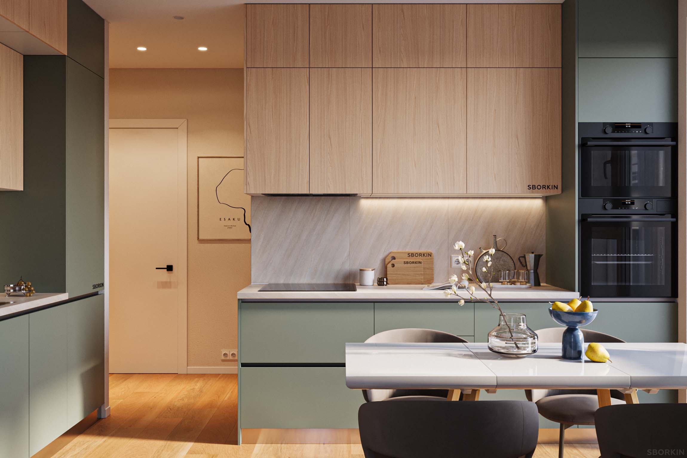 Кухня К0220 Зелёный Эвкалипт