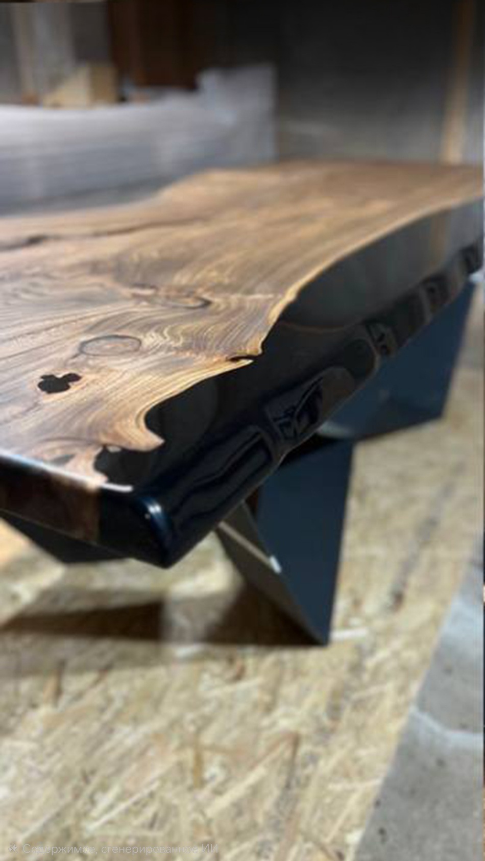 Стол из карагача со смолой по краям 3