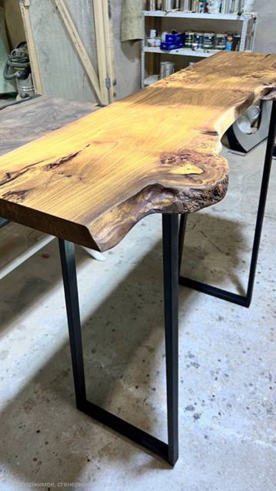 Барный стол из карагача с живым краем 2