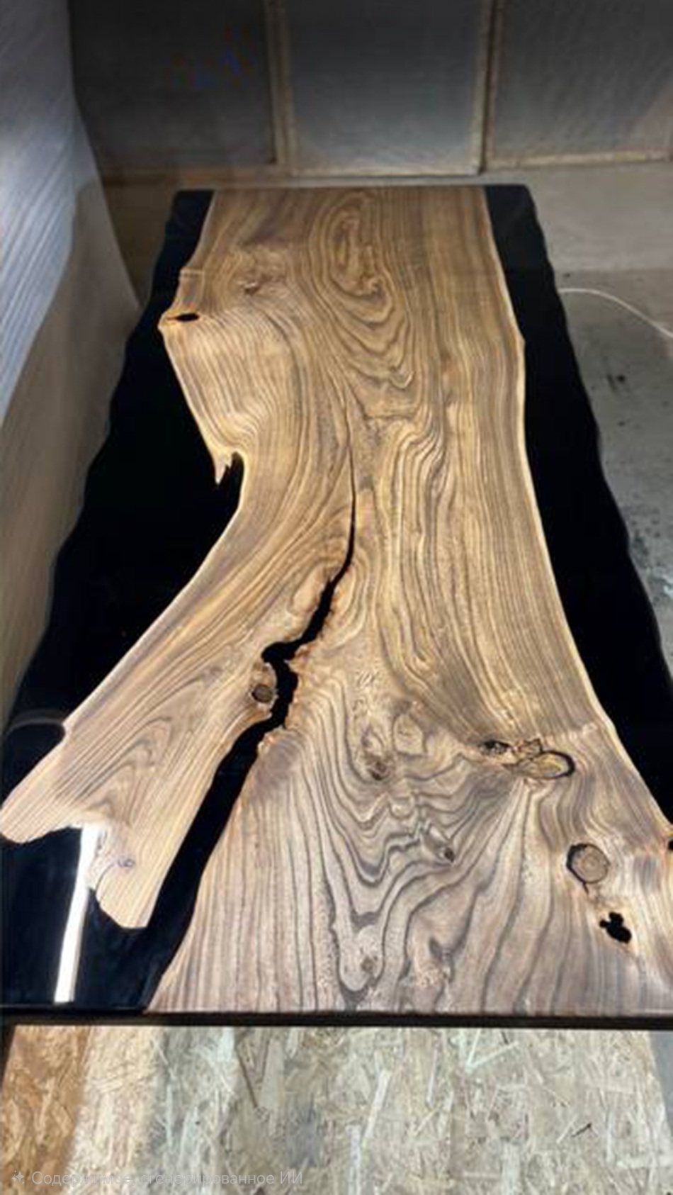 Стол из карагача со смолой по краям 2