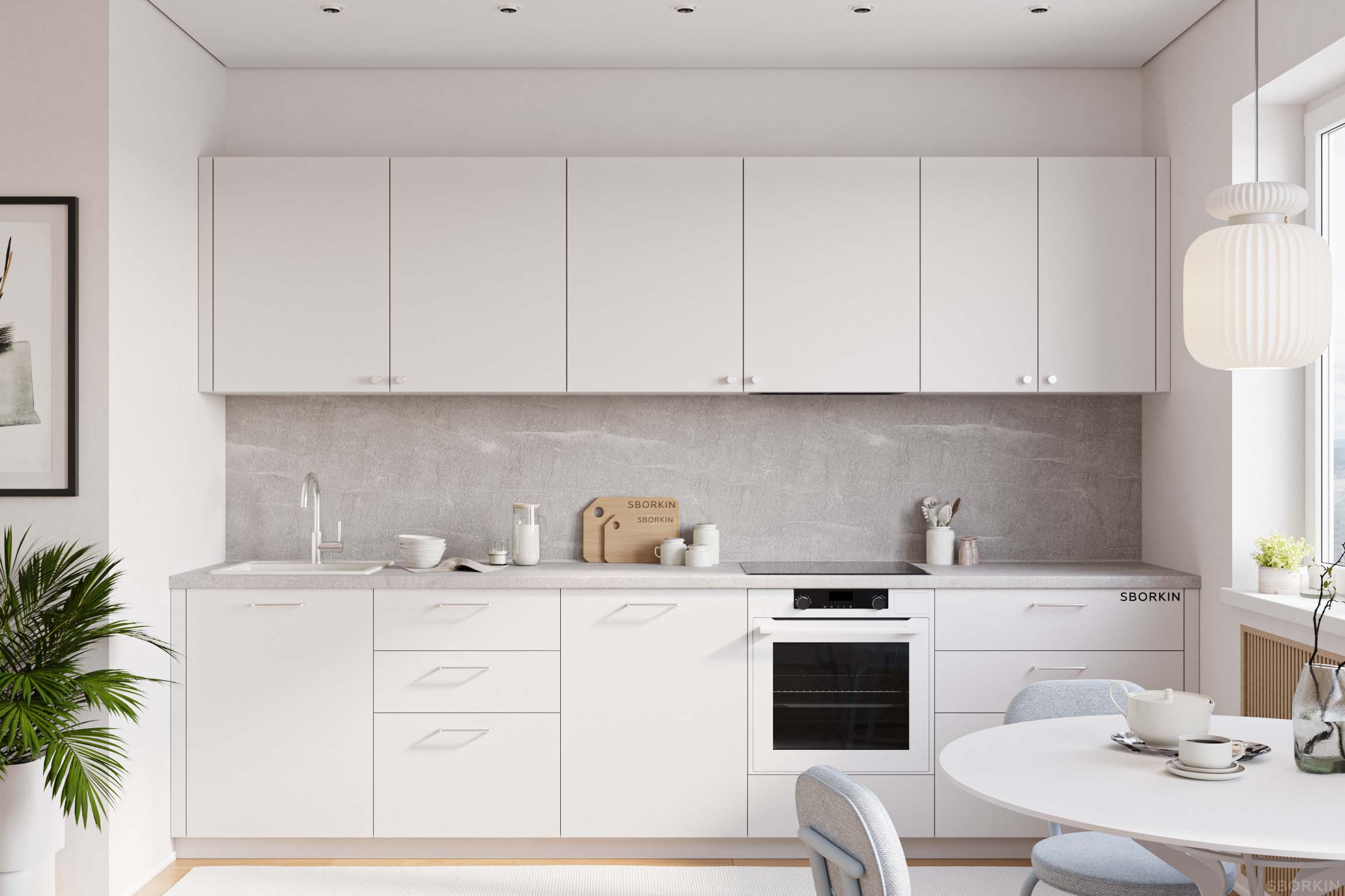 Кухня К0033 Серый Шёлк