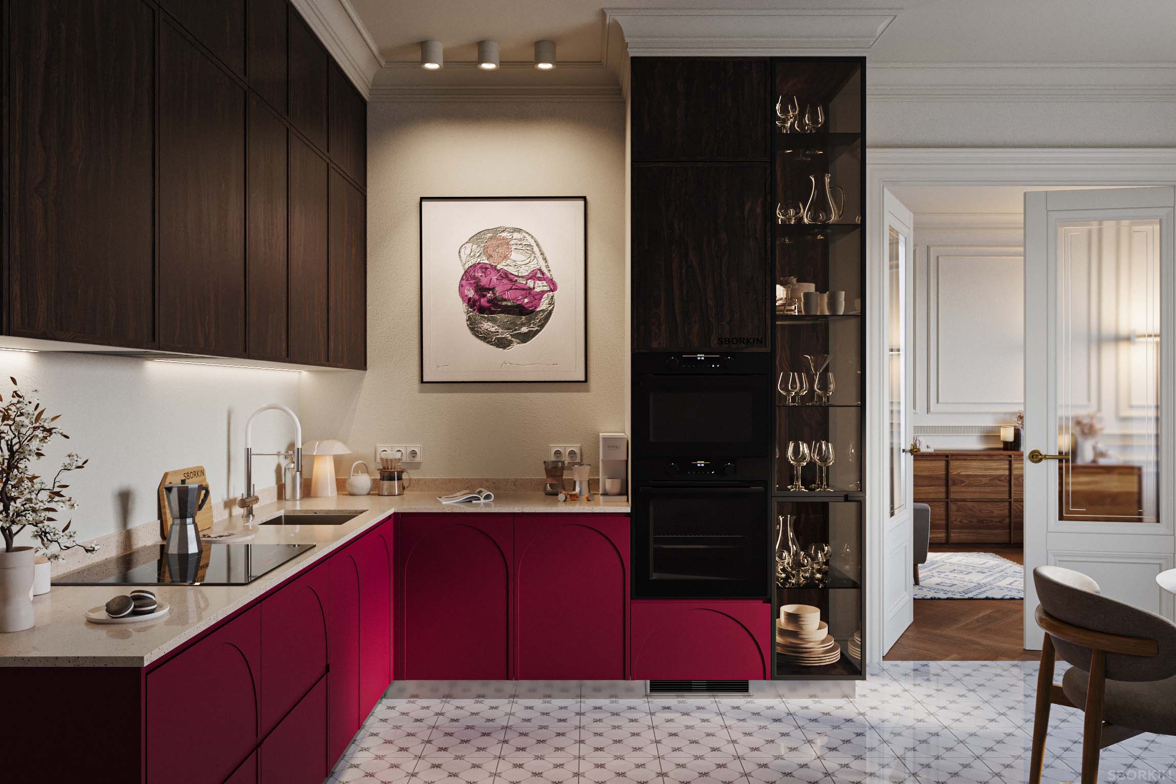 Кухня К0159 Коричнево-Пурпурный