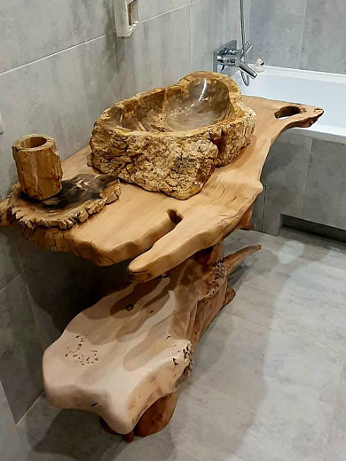 Тумба для ванной с подстольем из тополя